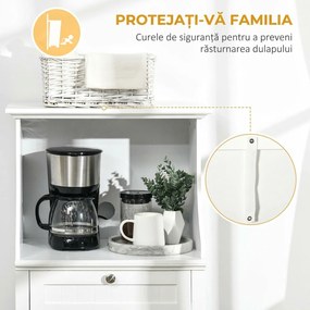 HOMCOM Dulap Bucătărie pentru Cuptor cu Microunde cu Sertar și Dulap 2 Uși Alb | Aosom Romania