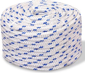 vidaXL Frânghie marinărească din polipropilenă 6 mm 100 m, alb