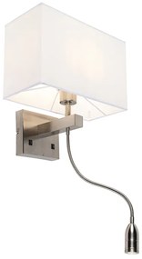 Lampa de perete moderna din otel cu abajur alb - Bergamo