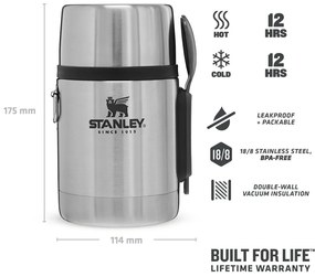 Termos argintiu pentru mâncare din oțel inoxidabil 530 ml Adventure – Stanley