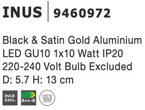 Aplica de perete / tavan design modern Inus negru, auriu satin
