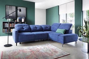 Canapea pe partea dreaptă modular cu funcția de dormit Sandra - albastru marin Aston KR 10420