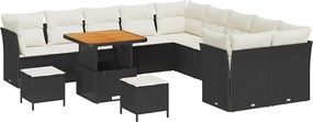 vidaXL Set de canapele pentru grădină 13 pcs Negru și Crem poliratan