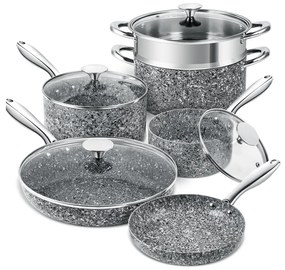 Set oale Michelangelo Grey, antiaderente, cu inductie, 10 piese