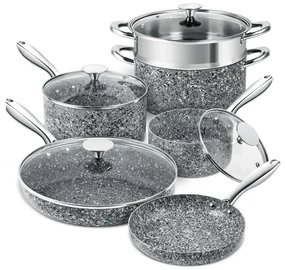 Set oale Michelangelo Grey, antiaderente, cu inductie, 10 piese
