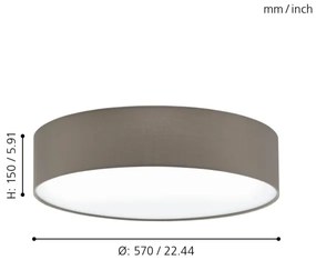 Eglo 97612 - Plafonieră PASTERI 3xE27/60W/230V 57 cm