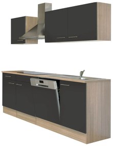 Mobilă de bucătărie Yorki 220, corp din stejar sonoma, cu față antracit satinat
