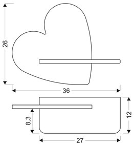 Aplică LED cu raft pentru copii HEART LED/5W/230V roz/lemn