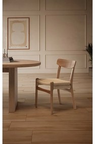 Scaune de dining în culoare naturală 2 buc. din lemn de arbore de cauciuc Biel – MOME