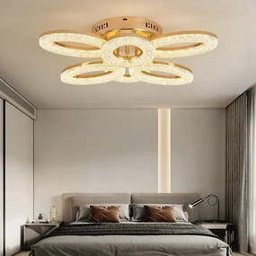 Lustra Cu Telecomanda, 3 Tipuri De Lumina, Intensitate Reglabila, 120W, Auriu