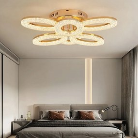 Lustra Cu Telecomanda, 3 Tipuri De Lumina, Intensitate Reglabila, 120W, Auriu