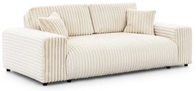 Canapea crem cu tapițerie din catifea reiată 213 cm Justin – Ropez