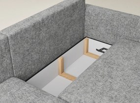 Colțar gri extensibil/cu spațiu de depozitare cu tapițerie din chenille (cu colț pe partea stângă/cu șezlong) Leon – Maison de Rêve