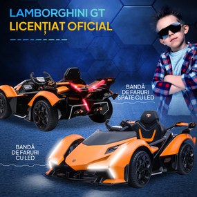 HOMCOM Mașinuță Electrică pentru Copii, Automobil cu Telecomandă, Faruri LED și Muzică, Varsta 3+ Ani, 117x66x50 cm, Portocaliu | Aosom Romania