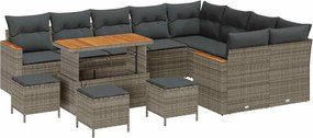 vidaXL Set de canapele pentru grădină 13 pcs Gri poliratan