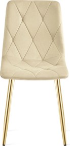 Scaun de dining catifea bej deschis LIBRA cu picioare aurii