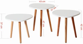 Set măsuțe cafea Tuvantille T (alb). 1127622