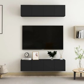 3078744 vidaXL Dulapuri TV, 4 piese, negru, 60x30x30 cm, lemn prelucrat