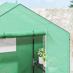 Outsunny Seră cu rafturi, Mini-seră, rezistentă la UV, fereastră de plasă, ușă cu fermoar, 143L x 74W x 190H cm, Verde | Aosom Romania