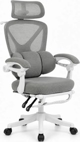 ELITE PRO 870GR – Scaun Ergonomic Premium, Mesh Respirabil, Tetieră Reglabilă, Suport Lombar, Suport pentru Picioare Retractabil, Funcție Recliner, Reglaj pe Înălțime, Gri