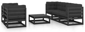 vidaXL Set mobilier grădină cu perne, 6 piese, lemn masiv pin
