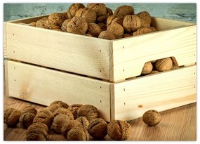 Tablou pe sticlă - Natură moartă de toamnă cu nuci (70x50 cm)