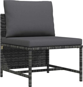 vidaXL Canapea modulară cu perne, de mijloc, gri, poliratan