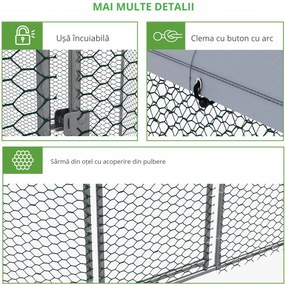 PawHut Țarc pentru găini exterior 5 m² parc cu plasă dim. 2,8L x 2,45l x 2,46H - spațiu acoperit - 5/8 găini | Aosom Romania
