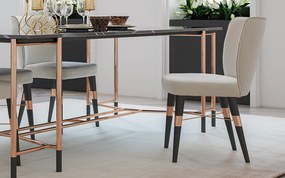 Masă lemn masiv Dining Negru-Rose Gold L 240 x A 95 x H 75 cm - Marmura naturala