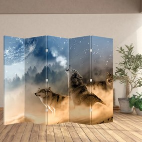 Paravan - Lupii urlând la lună (210x170 cm)
