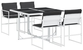 3295103 vidaXL Set mobilier de grădină, 5 piese, cu perne, alb, textilenă