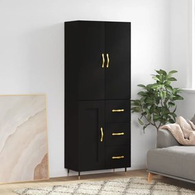 3195996 vidaXL Dulap înalt, negru, 69,5x34x180 cm, lemn compozit