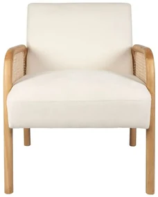 Scaun dining, off white, din lemn de cauciuc si textil, Fermin