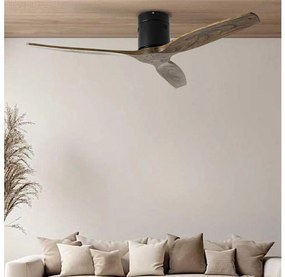 ZEVENTI - Ventilator de tavan SPELLO Wi‑Fi Tuya, negru/stejar + telecomandă