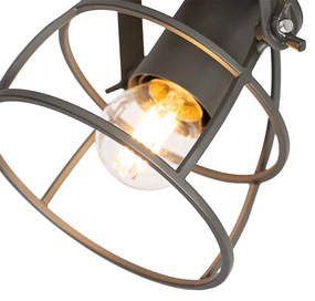 Spot industrial gri inchis cu lemn reglabil 2 lumini - Arthur