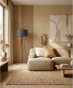 Lampadar negru/maro cu abajur textil (înălțime 153 cm) Tripod – Opviq lights