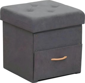 Taburet SULOT TYP 1, stofa clasica gri inchis, cu spatiu depozitare, 4
