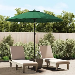 vidaXL Umbrelă de soare de exterior, stâlp aluminiu, verde, 270 cm