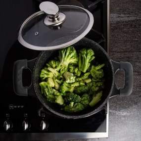 Mixer planetar Royalty Line RL-ES2014M Negru, 17 piese, Placare cu marmura, Inductie, Negru