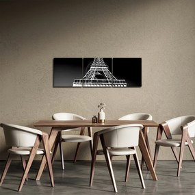 Tablou - Turnul Eiffel, alb-negru (cu ceas) (90x30 cm)