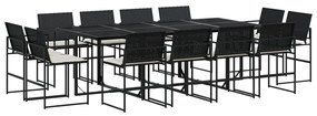 3295065 vidaXL Set mobilier de grădină cu perne, 13 piese, negru, poliratan