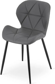 OFERTA Scaun de dining MANGO din piele ecologica cu picioare negre, gri clasa a II-a