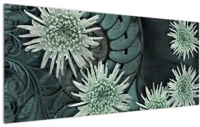 Tablou - Flori verzi (120x50 cm)