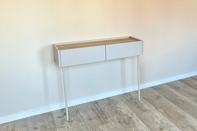 Consola Desin / masa de toaleta 100 cm cu sertare si picioare metalice - cashmir / stejar nagano