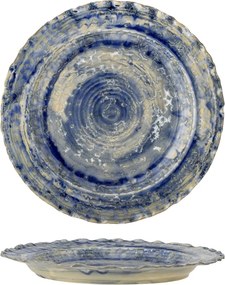 Platou de servire din ceramică albastră, cu finisaj artizanal, „Rowan", 27 x 2,5 cm