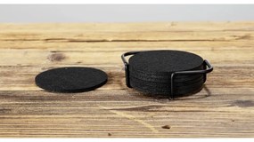 Suporturi de pahare negre în set de 8 cu suport - Wenko