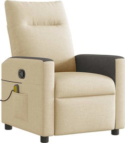 vidaXL Fotoliu rabatabil de masaj, crem, material textil