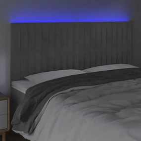 Tablie de pat cu LED, gri deschis, 180x5x118 128 cm, catifea 1, Gri deschis, 180 x 5 x 118 128 cm