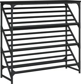 vidaXL Suport pantofi, negru, 90x30x85 cm, lemn prelucrat