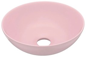 Chiuveta de baie, roz mat, ceramica, rotund matte pink